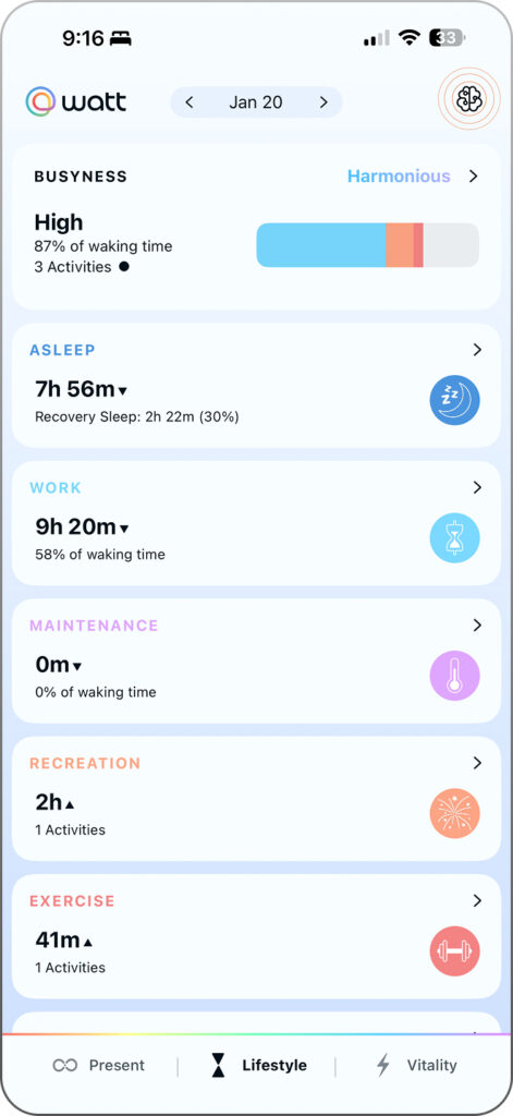 Busyness Dashboard Lifestyle